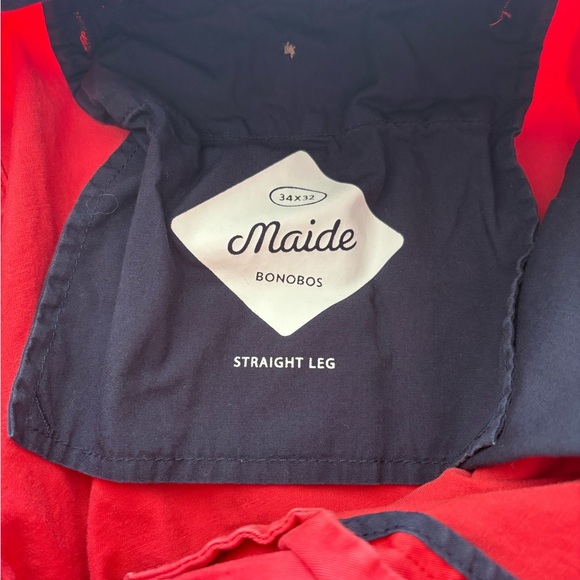 Bonobos Maide Men's Straight Leg Red Pants 34x32 - Picture 3 of 7